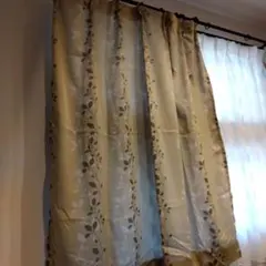 薄緑色 葉柄 カーテン2枚セット（横105✕長さ140cm）