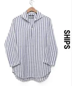 SHIPS×BAIRD McNUTT アイリッシュリネン ストライプカプリシャツのサムネイル