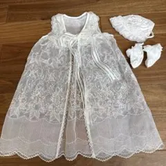 ホワイト刺繍ドレスセット セレモニードレス　退院着　お宮参り　３点セット