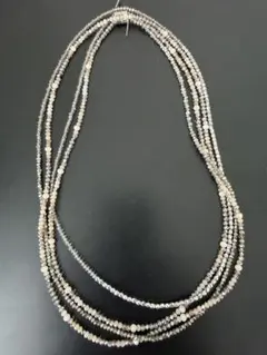 【美品】Mirellania ロングネックレス　シルバー・ピンク系