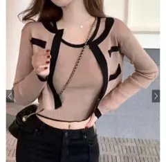 配色ショート丈カーディガン lac2074 GRL グレイル