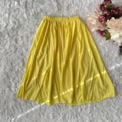 Yamy Grimes ミモレ丈フレアスカート（M）差し色　ゴム　ビタミンカラー