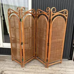 木製 透かし彫り 4連 パーテーション アジアン家具 ビンテージ - メルカリ