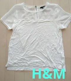 H&М　ホワイト 半袖シースルーTシャツ