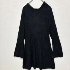 SHEIN【L】バックオープン フレア袖 ミニワンピース 黒