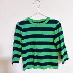 【美品】GAP 長袖カットソー 2歳用 グリーン/ネイビー　ストライプ　シンプル