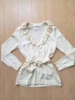 ナラカミーチェ ウエストリボン ニットカーディガン フリル