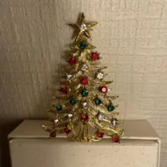 1990年代アメリカで購入　クリスマスツリーブローチ 6.3cm ゴールドに３色