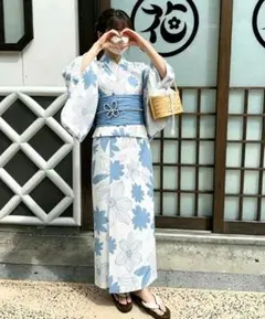 豆千代モダン 浴衣 麻の葉 水色 宮崎あおい セオアルファ Lサイズ