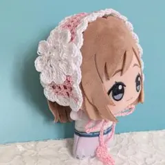 〈ピンク×ホワイト〉ぬい服　ヘッドドレス　にじぬい　ちびぐるみ