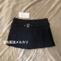【タグ付き新品】 ZARA プリーツスカート ベルト付き ブラック 黒 ザラ