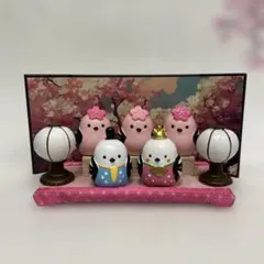 桃の節句　シマエナガ 雛飾り 桜3人官女　ぼんぼり　桜屏風　ピンクミニ畳　セリア