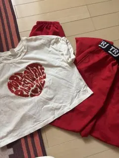 ハートラメプリント Tシャツとショートパンツセット