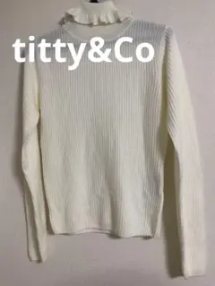 フリルタートルネックニット オフホワイト titty&co