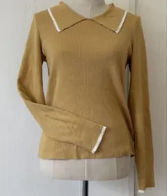 【GU】ジーユー 衿リブニット Lサイズ マスタードイエロー　春物