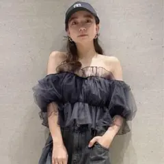 【snidel】ボリュームギャザーフリルオフショルブラウス