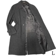 ラム30%【vintage】マキシ丈ウール比翼チェスターコート 日本製 グレーL