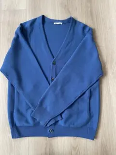 GU ウォッシャブルVネックカーディガン　メンズ　M ブルー