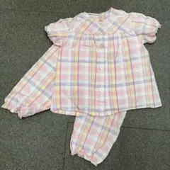 シミ汚れ＆記名なし！トップバリュ　女の子用パジャマ130cm　半袖　ピンクのサムネイル