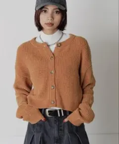 PAGE BOY ベロアモールコンパクトカーディガン オレンジ