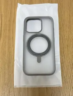 iPhone 15Pro 用 ケース 超強磁石耐衝撃半透明 防指紋（グレー）