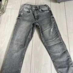 ZARA グレー ダメージ加工 スリムフィットデニム