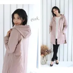 新品 元町 Zelal フード付き 軽量 ダウンコート ピンクグレー 7AR