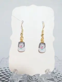 ハンドメイド スノーマン 雪だるま ピアス 推し 雪 ブラック レジン 1