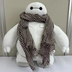 大判ストール　ギンガムチェック　茶✖️白　ガーゼ