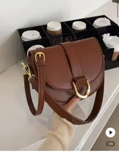 SHEIN 新品未使用 ブラウン フラップショルダーバッグ