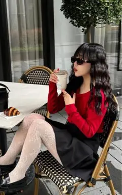 カーディガン　赤カーディガン　visconugu nugu 春服