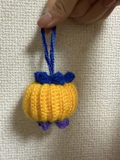 あみぐるみ かぼちゃ型 黄色 紫