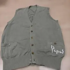 【限定値下年季モノ美品】Papasコットン天竺ニットスリーブレスカーディガンMのサムネイル