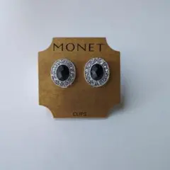 MONET ブラックストーン クリップイヤリング 約1.8cm