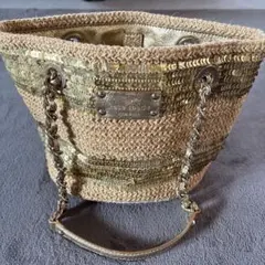 美品！ケイトスペードニューヨーク　スパンコールカゴバッグ　ゴールド　肩掛けOKのサムネイル
