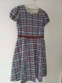 最終値引　Bon mercerie チェック柄 半袖ワンピース 38