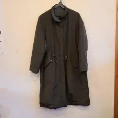 カーキ系 中綿ロングコート フード付き　リバーシブル