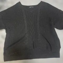 SUREVIE ブラック ケーブル編み ニットセーター