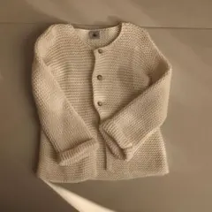 プチバトー　アイボリー ニットカーディガン 86cm　24m