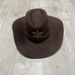 ウエスタンハット ブラウン SHERIFFバッジ付き