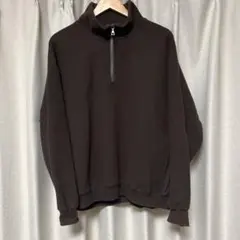Global Work ブラウン ハーフジップセーター