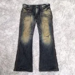 00's archive flared denim damage swag