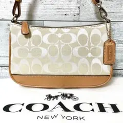 【美品】COACH アクセサリーポーチ シグネチャー アイボリー 6094