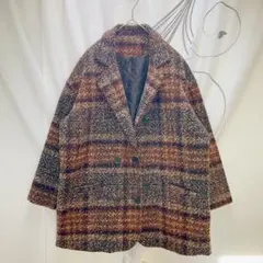 良品 綺麗 メゾンブリーズ チェック柄 ツイード ダブルコート