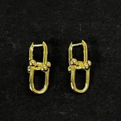 【小さいサイズ】ピアス ハードウェア U字チェーン ゴールド