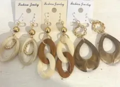 3点セット　568 ハンドメイド　樹脂　金属　ピアス　イヤリング　まとめ売り