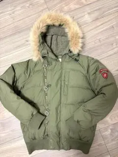 美品 BILLABONG天然ラクーンリアルファー付き 迷彩裏地ダウンジャケット