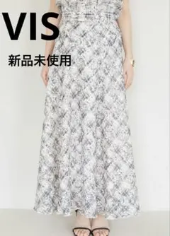 【新品未使用】VIS シアーチェックフレアスカート　キナリシアー