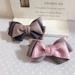 リボンバレッタ 大人可愛いデザイン 上品な印象 ヘアアレンジに ドットリボン