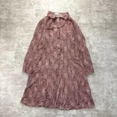 ワンピース シャツカラー 長袖 抽象柄 上品 お出かけ 華やか ヴィンテージ